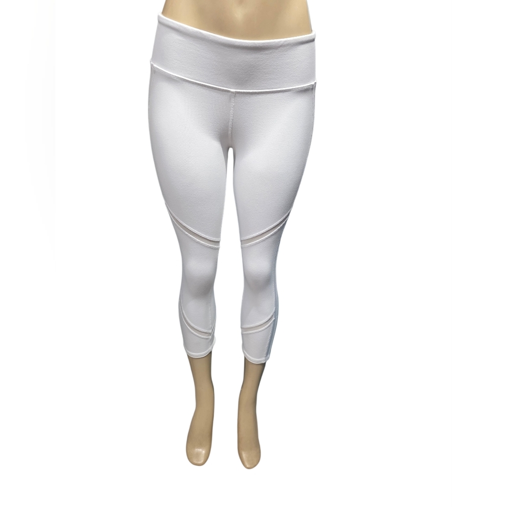 ​Alo Yoga White High Waist Mesh Panel Capri Leggings Size Small